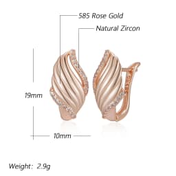 Kinel Luxury 585 Rose Gold Color Drop Earrings for Women Unique Natural Zircon Accessories High Quality Daily Fine Jewelry Gift