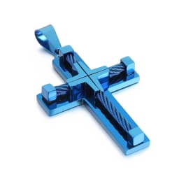Fongten Stainless Steel Pendant Necklace for Men Multiple Color Cable Cross Twisted Link Chain Male Neck Christian Jewelry