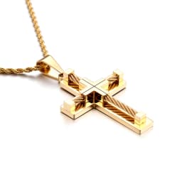 Fongten Stainless Steel Pendant Necklace for Men Multiple Color Cable Cross Twisted Link Chain Male Neck Christian Jewelry