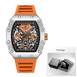 MEGIR & RUIMAS Green Automatic Watch for Men Fashion Sport Waterproof Mechanical Wristwatch with Silicone Strap Tonneau Dial 341