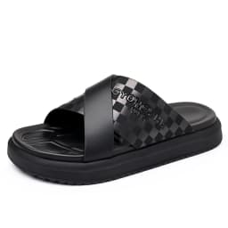 Summer New Fashion Outside Wear Slippers for Men Business Casual Black Leisure Genuine Leather Beach Shoes Slippers Man