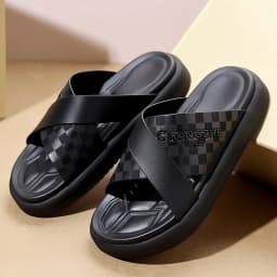Summer New Fashion Outside Wear Slippers for Men Business Casual Black Leisure Genuine Leather Beach Shoes Slippers Man