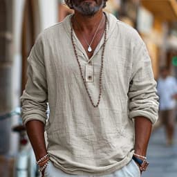 Street-Retro-Men's-Long-Sleeved-Shirt-Pure-Cotton-Business-Casual-Top-Breathable-Thin-Section-Plain-Color-Base-Shirt