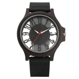 Retro Hollow Transparent Dial Wooden Watches Quartz Timepieces Clock Male Mens Watches Retro Leather Man Clock Relogio Masculino
