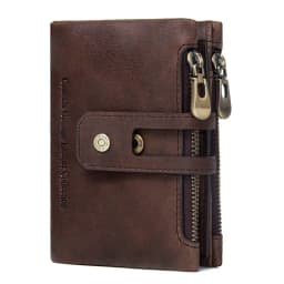 CONTACT'S Genuine Leather Men Wallet Small Zipper&Hasp Male Short Coin Purse Brand Rfid Card Holder Money Clip Men's Bag Handbag