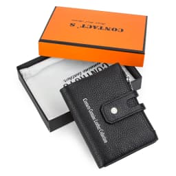 CONTACT'S Genuine Leather Men Wallet Small Zipper&Hasp Male Short Coin Purse Brand Rfid Card Holder Money Clip Men's Bag Handbag