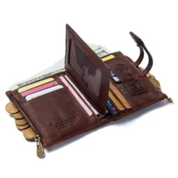 CONTACT'S Genuine Leather Men Wallet Small Zipper&Hasp Male Short Coin Purse Brand Rfid Card Holder Money Clip Men's Bag Handbag