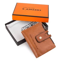 CONTACT'S Genuine Leather Men Wallet Small Zipper&Hasp Male Short Coin Purse Brand Rfid Card Holder Money Clip Men's Bag Handbag