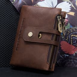 CONTACT'S Genuine Leather Men Wallet Small Zipper&Hasp Male Short Coin Purse Brand Rfid Card Holder Money Clip Men's Bag Handbag