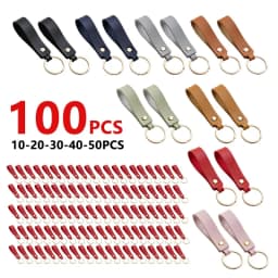 1/100pcs 8Color PU Leather Keychain Business Gift Suitable for Men and Women Car Key Strap Waist Wallet Keychains and Keyrings