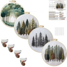 Nature Scenery Embroidery Kit for Beginners with Pattern Needlepoint Starter Kits for AdultsEmbroidery Set