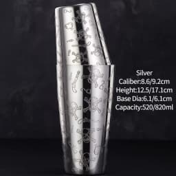 Bar Cocktail Shaker Boston Shaker Stainless Steel Engraving Shaker Bar Accessory Bartender Tools For Home And Bar