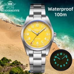ADDIESDIVE Luxury Men's Watch 100m Water Resistance Sapphire Glass BGW9 Super Luminous Quartz Movement Stainless Steel Bracelet