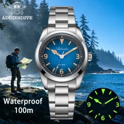 ADDIESDIV New Retro Men's Quartz Watch Sapphire Glass Japanese Movement 100m Waterproof Stainless Steel Night Light Watch AD2554