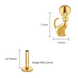Right Grand ASTM F136 Titanium Black Cat Cartilage Earring 16G Gothic Halloween Helix Tragus Stud Piercing Jewelry