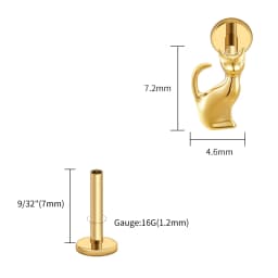 Right Grand ASTM F136 Titanium Black Cat Cartilage Earring 16G Gothic Halloween Helix Tragus Stud Piercing Jewelry