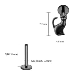 Right Grand ASTM F136 Titanium Black Cat Cartilage Earring 16G Gothic Halloween Helix Tragus Stud Piercing Jewelry