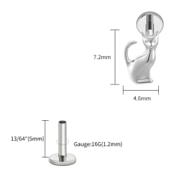 Right Grand ASTM F136 Titanium Black Cat Cartilage Earring 16G Gothic Halloween Helix Tragus Stud Piercing Jewelry