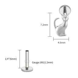 Right Grand ASTM F136 Titanium Black Cat Cartilage Earring 16G Gothic Halloween Helix Tragus Stud Piercing Jewelry