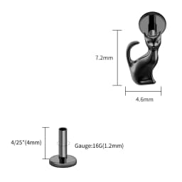 Right Grand ASTM F136 Titanium Black Cat Cartilage Earring 16G Gothic Halloween Helix Tragus Stud Piercing Jewelry