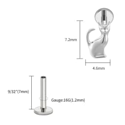 Right Grand ASTM F136 Titanium Black Cat Cartilage Earring 16G Gothic Halloween Helix Tragus Stud Piercing Jewelry