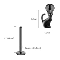 Right Grand ASTM F136 Titanium Black Cat Cartilage Earring 16G Gothic Halloween Helix Tragus Stud Piercing Jewelry
