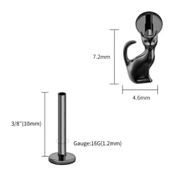Right Grand ASTM F136 Titanium Black Cat Cartilage Earring 16G Gothic Halloween Helix Tragus Stud Piercing Jewelry