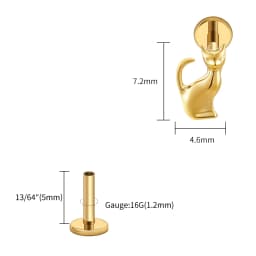 Right Grand ASTM F136 Titanium Black Cat Cartilage Earring 16G Gothic Halloween Helix Tragus Stud Piercing Jewelry