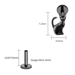 Right Grand ASTM F136 Titanium Black Cat Cartilage Earring 16G Gothic Halloween Helix Tragus Stud Piercing Jewelry