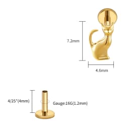 Right Grand ASTM F136 Titanium Black Cat Cartilage Earring 16G Gothic Halloween Helix Tragus Stud Piercing Jewelry