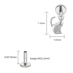Right Grand ASTM F136 Titanium Black Cat Cartilage Earring 16G Gothic Halloween Helix Tragus Stud Piercing Jewelry