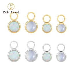 Right Grand ASTM F136 Titanium Opal Moonstone Earring Charm for Huggie Hoop Helix Cartilage Clicker Earlobe Piercing Jewelry