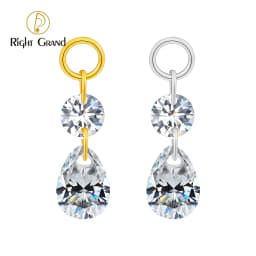 Right Grand ASTM F136 Titanium Floating Teardrop Round CZ Helix Charm Dangle Pear Drop for Cartilage Conch Piercing Jewelry
