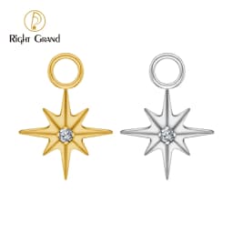Right Grand ASTM F136 Titanium Starburst CZ North Star Charm Pendant for Ear Lobe Hoop Huggie Dangle Earrings
