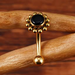 Right Grand ASTM F136 Titanium 16G Flower Rook Earring with Semi Precious Stone Eyebrow Curved Barbell Earring Piercing Jewelry