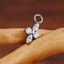 Right Grand ASTM F136 Titanium Cubic Zirconia Four-Point Star Pendant Charm for Ear Lobe Dangle Hoop Huggie Earrings