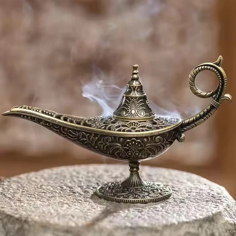 Hot Sale Antique Style Lamp Metal Incense Burner Scented & Unscented Candle Holder Home Decor Gift Arabic Incense Burner