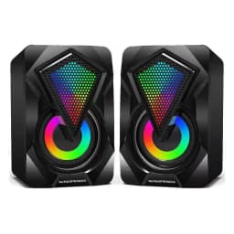 RGB Computer Speakers PC Sound Box HIFI Stereo USB Wired 3.5mm Audio Interface with LED Light For Desktop Computer Projector