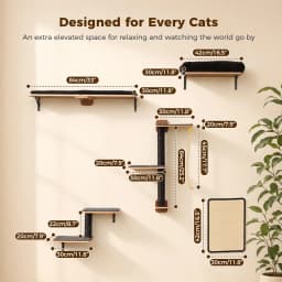 Wooden Cat Climbing Wall Shelves 5-in-1 Cat Wall Furniture with Perches Sisal Scratching Posts & Scratcher Pads Climbing Ropes Modern Climbing Set for Indoor Cats Accessories Cat Toys