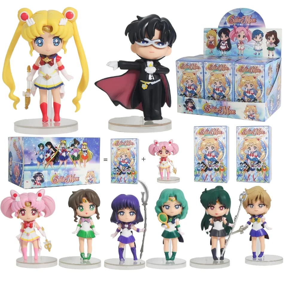Sailor Moon Figure Blind Box Anime Usagi Tsukino/Chiba Mamoru/Chibiusa Cartoon Figurine Collectible Doll PVC Desktop Model Toys
