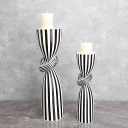 Black and White Striped Twisted Rope Knot Single Candle Holder, Resin, Dining Table Wedding Center Decoration, Modern Decoration