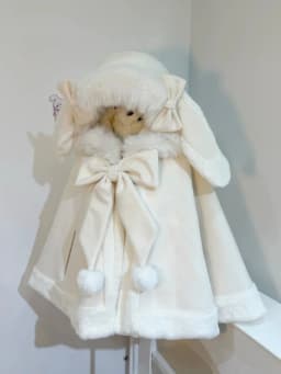 Winter New Japanese Lolita Cloak Overcoat Women Design Bow Hooded Patchwork Kawaii Cope Coat Harajuku Warm Sweet Fur Collar Coat