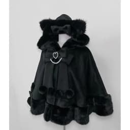 Winter New Japanese Lolita Cloak Overcoat Women Design Bow Hooded Patchwork Kawaii Cope Coat Harajuku Warm Sweet Fur Collar Coat