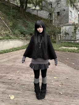 Y2K Women Daily Hooded Knit Cape with Buttons & Lace Hem Sweater Cape Japan Soft Korean Coat Aesthetic Playful Elegant Clothing
