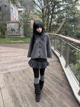 Y2K Women Daily Hooded Knit Cape with Buttons & Lace Hem Sweater Cape Japan Soft Korean Coat Aesthetic Playful Elegant Clothing