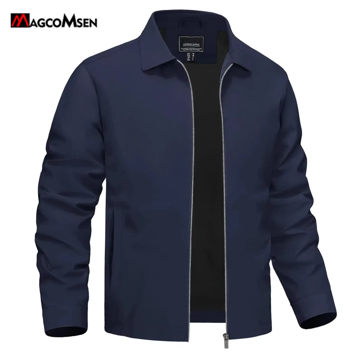 MAGCOMSEN Men's Zip-Front Golf Jacket Spring Summer Casual Jacket Solid Color Turn-down Collar Outerwear Hiking Fishing Travel