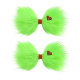 A Pair European Christmas 5" Green Fur Monster Hair Bow Barrette Girl's DIY Hear Hair Accessories Grinch Headwear For Woemn