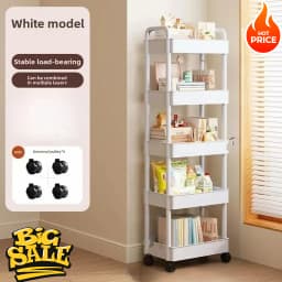 5-Tier Rolling Storage Cart with Wheels - Mobile Multi-Purpose Organizer for Kitchen, Bathroom, Bedroom, Snacks & Books