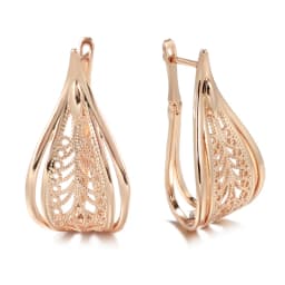 Kinel New Trend 585 Rose Gold Bridal Earrings For Women Unusual Hollow Flower Long Drop Earrings Wedding Daily Fashion Jewelry