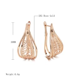 Kinel New Trend 585 Rose Gold Bridal Earrings For Women Unusual Hollow Flower Long Drop Earrings Wedding Daily Fashion Jewelry